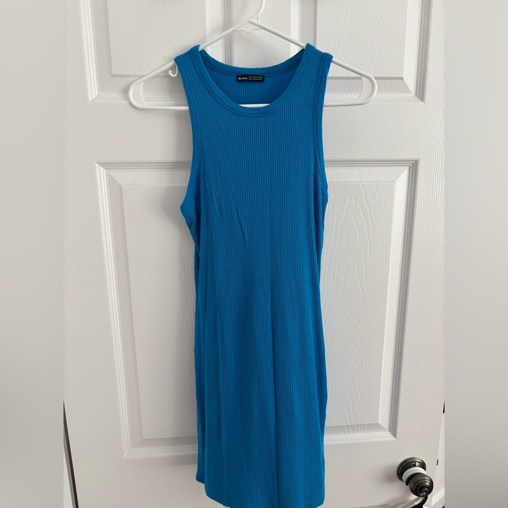 Small blue body con tank dress.